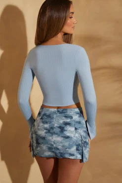 Oh Polly Skirts & Skorts | Co-Ords^A-Line Cargo Mini Skirt in Blue Print BluePrint
