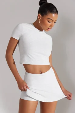 Oh Polly Matching Sets^A-Line Mini Skort in Heather Grey HeatherGrey