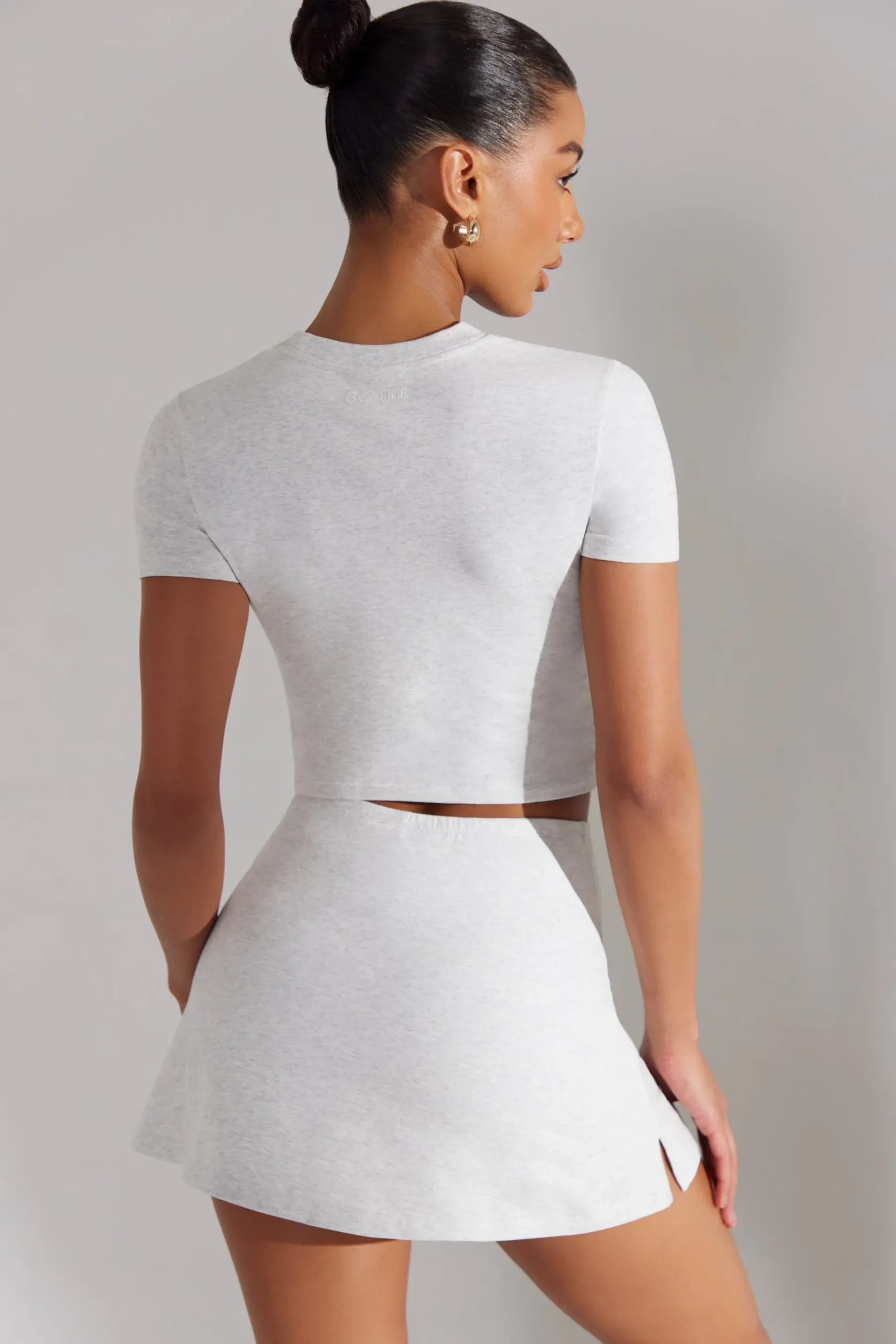 Oh Polly Matching Sets^A-Line Mini Skort in Heather Grey HeatherGrey