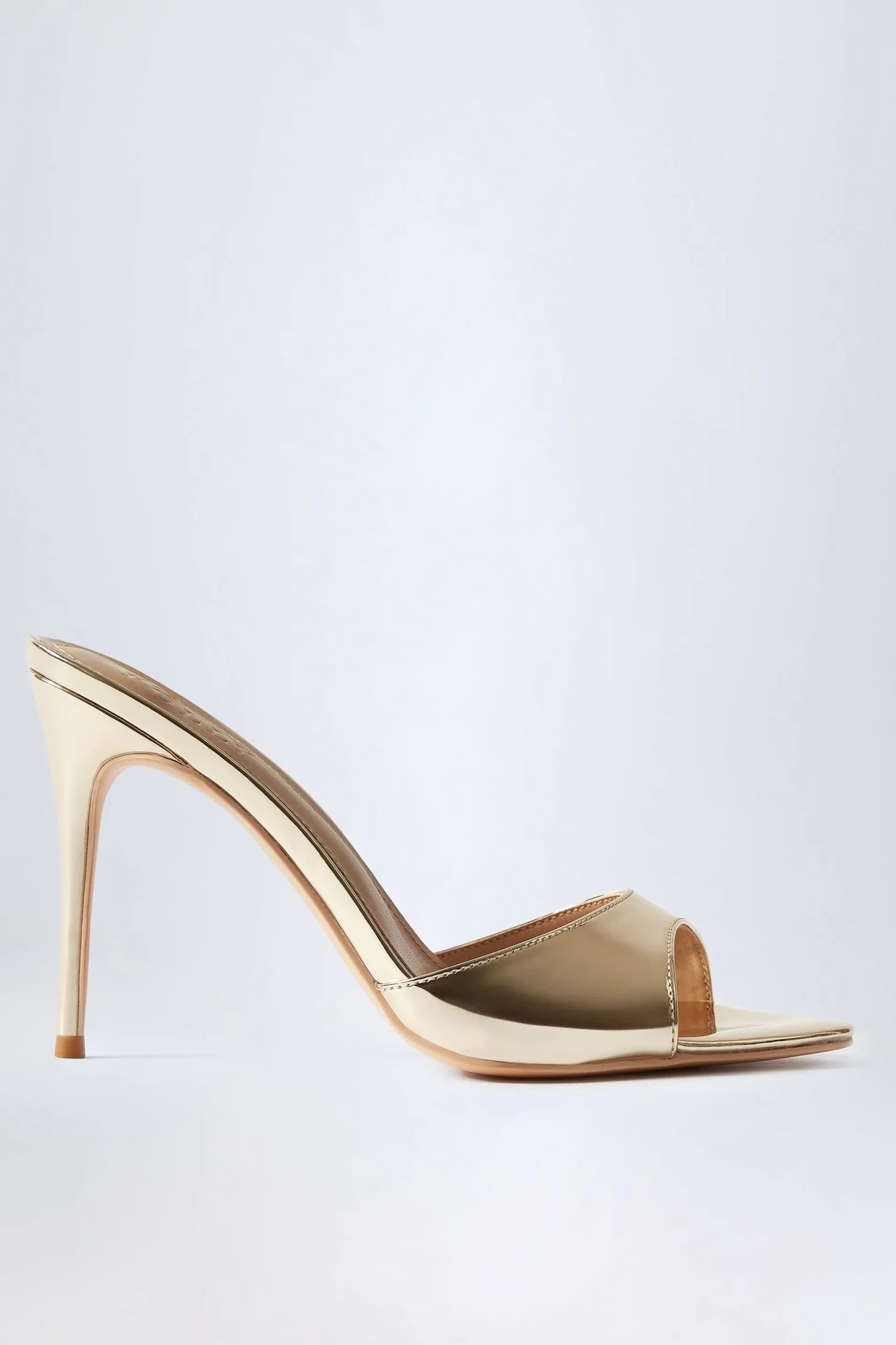 Oh Polly Fall Outfits | Party Dresses^Almond-Toe Heeled Mules in Mirrored Gold MirroredGold