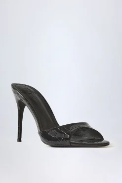 Oh Polly Fall Outfits | Party Dresses^Almond-Toe Heeled Mules in Croc Patent Black CrocPatentBlack