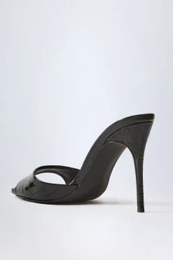 Oh Polly Fall Outfits | Party Dresses^Almond-Toe Heeled Mules in Croc Patent Black CrocPatentBlack
