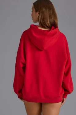 Oh Polly Tracksuits | Sweatshirts^Appliqué Oversized Hoodie in Cherry Red CherryRed
