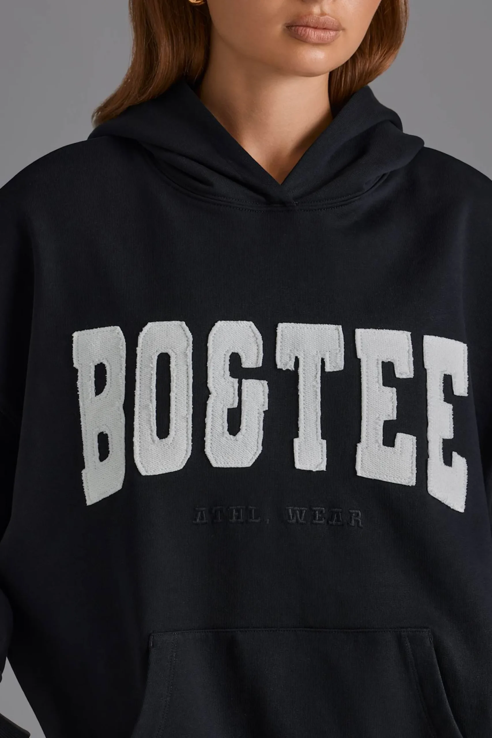 Oh Polly Tracksuits | Sweatshirts^Appliqué Oversized Hoodie in Black