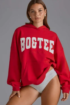 Oh Polly Tracksuits | Sweatshirts^Appliqué Oversized Hoodie in Cherry Red CherryRed