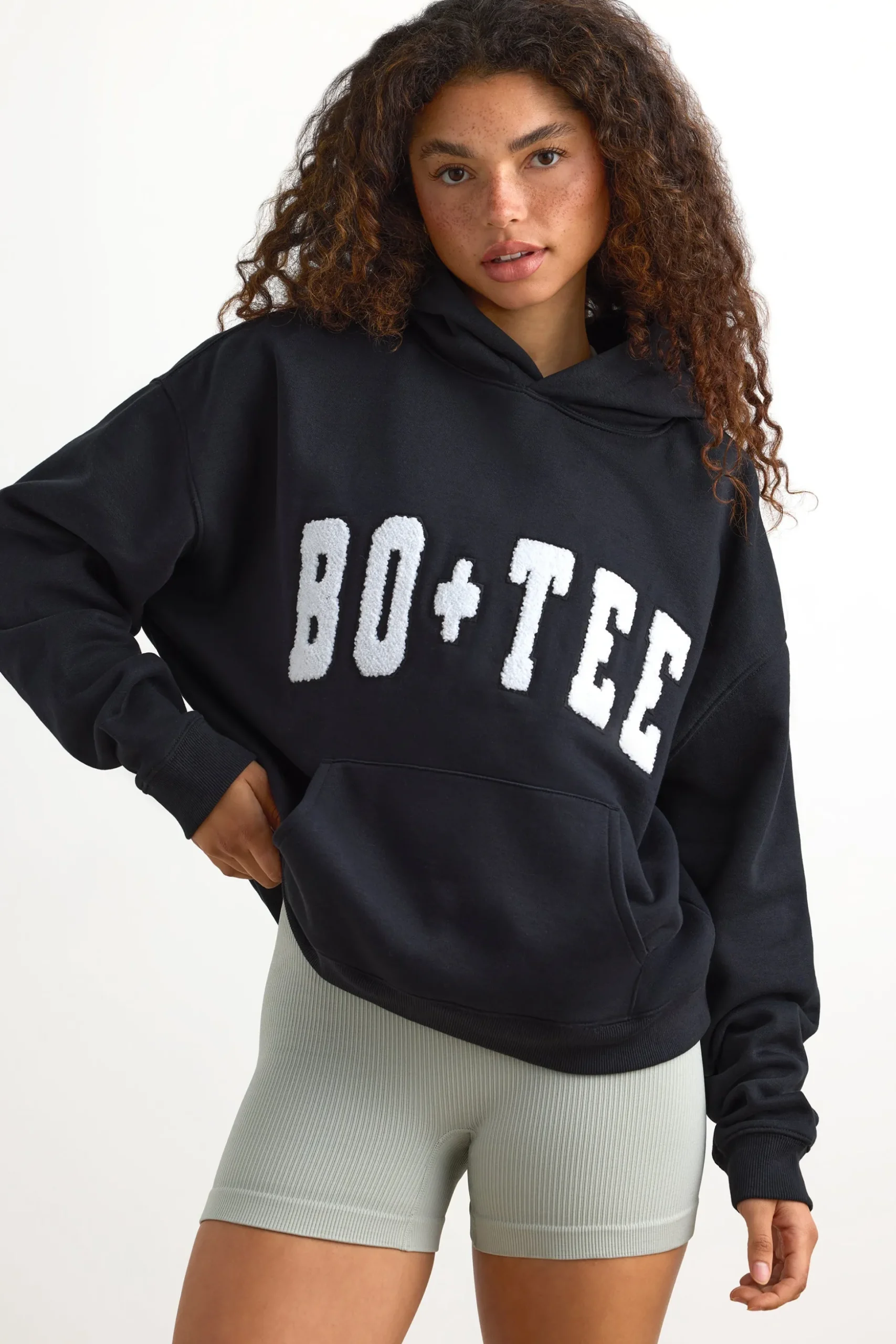 Oh Polly Tracksuits | Sweatshirts^Appliqué Oversized Hoodie in Black
