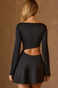 Oh Polly Party Dresses | Birthday^Asymmetric Cut-Out A-Line Mini Dress in Black