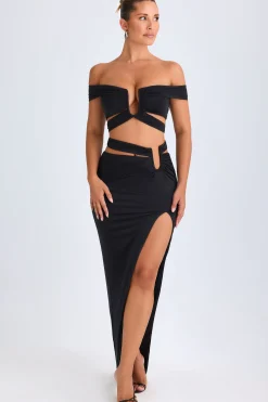 Oh Polly Skirts & Skorts | Co-Ords^Asymmetric Cut-Out Maxi Skirt in Black