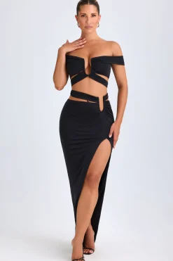 Oh Polly Skirts & Skorts | Co-Ords^Asymmetric Cut-Out Maxi Skirt in Black