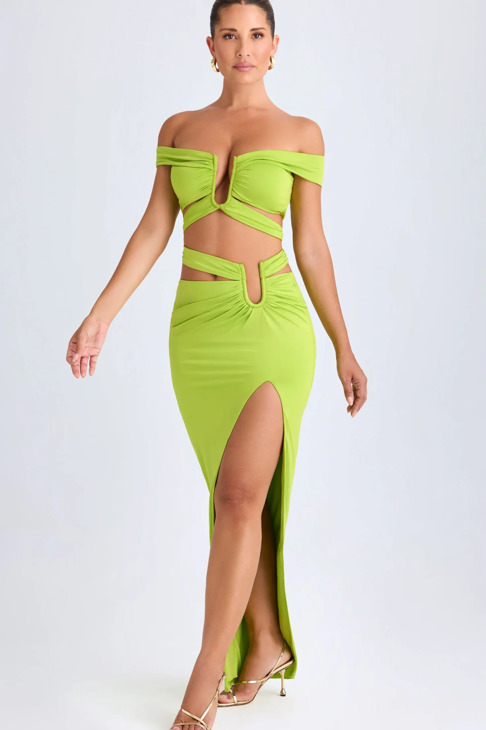 Oh Polly Skirts & Skorts | Co-Ords^Asymmetric Cut-Out Maxi Skirt in Lime Green LimeGreen