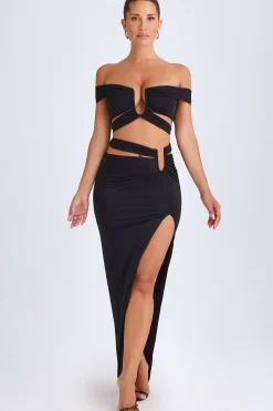 Oh Polly Skirts & Skorts | Co-Ords^Asymmetric Cut-Out Maxi Skirt in Black