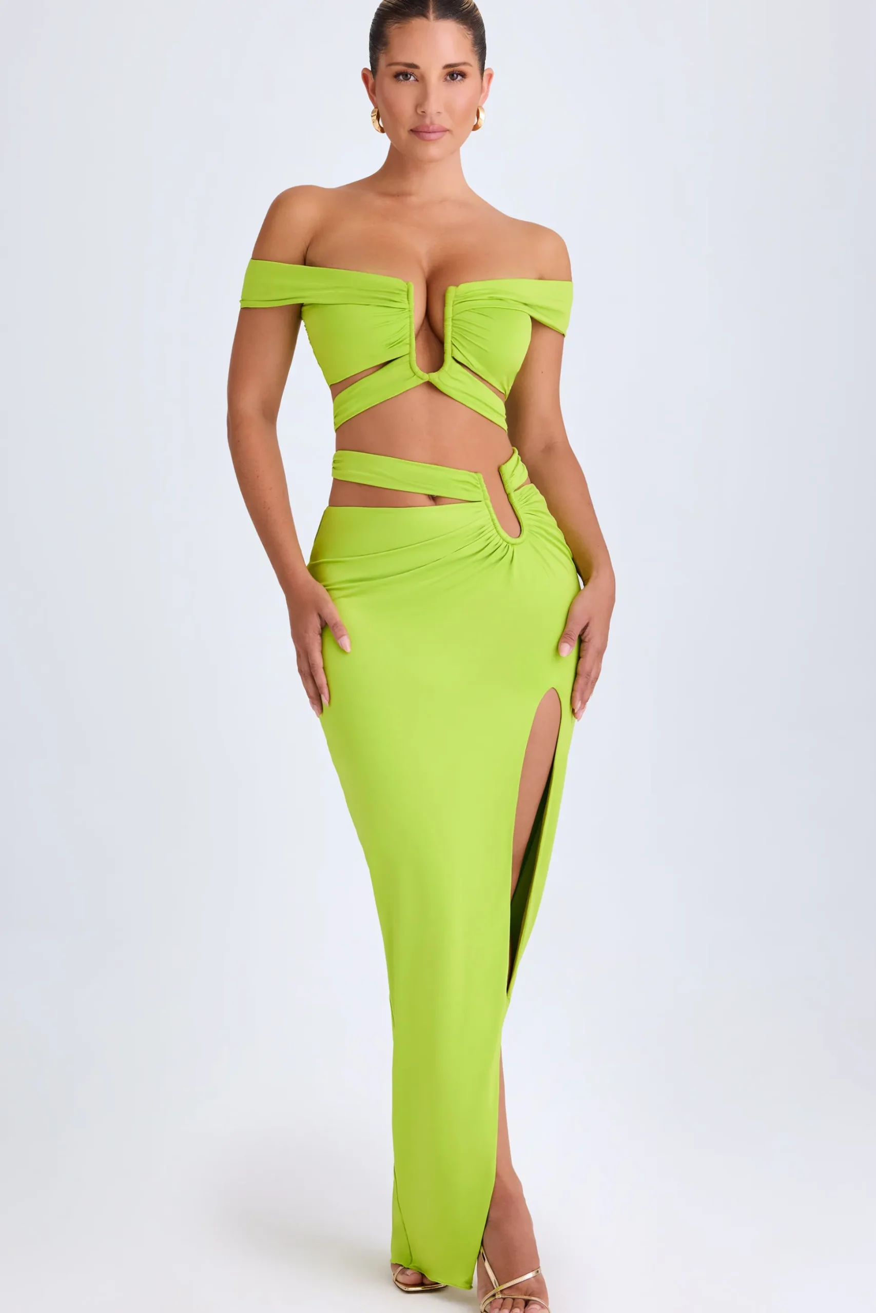 Oh Polly Skirts & Skorts | Co-Ords^Asymmetric Cut-Out Maxi Skirt in Lime Green LimeGreen