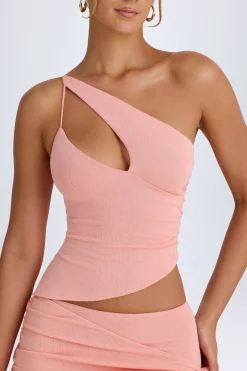Oh Polly Co-Ords | Tops^Asymmetric Cut-Out Top in Apricot Pink ApricotPink