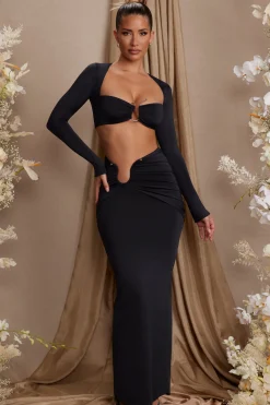 Oh Polly Skirts & Skorts | Co-Ords^Asymmetric Draped Maxi Skirt in Black