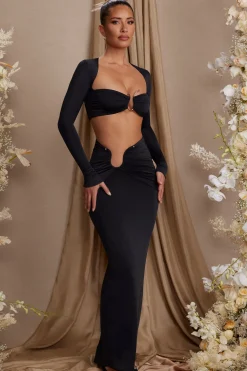 Oh Polly Skirts & Skorts | Co-Ords^Asymmetric Draped Maxi Skirt in Black