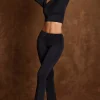 Oh Polly Bottoms | Co-Ords^Asymmetric Draped Mid-Rise Flared Trousers in Black