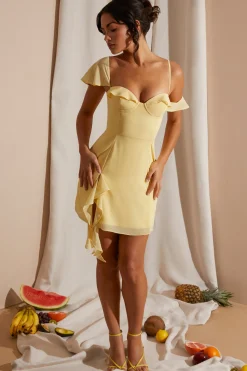 Oh Polly Women'S Clothing Sale - $65 And Under | Women'S Clothing Sale - $40 And Under^Asymmetric Draped Mini Dress in Yellow