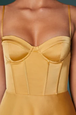 Oh Polly Women'S Clothing Sale - $65 And Under | Women'S Clothing Sale - $40 And Under^Asymmetric Hem Corset Mini Dress in Gold