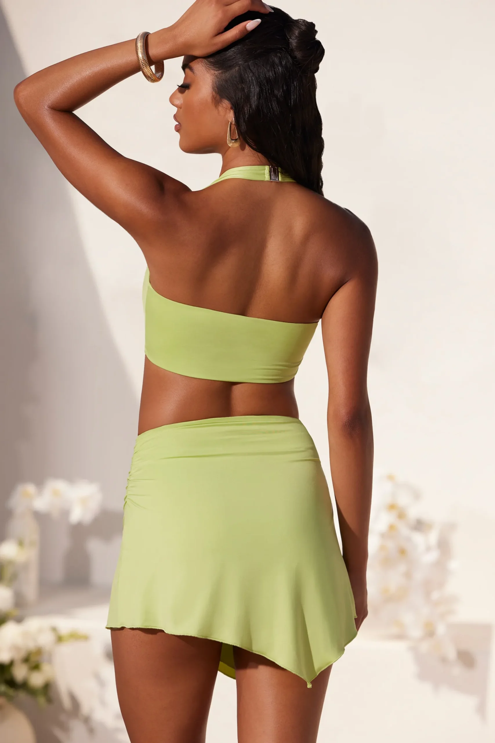 Oh Polly Skirts & Skorts | Co-Ords^Asymmetric Hem Hardware Detail Mini Skirt in Lime Green LimeGreen