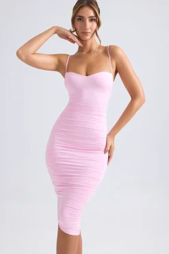 Oh Polly Wedding Guest | Party Dresses^Asymmetric Ruched Midi Dress in Light Pink LightPink