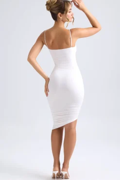 Oh Polly Party Dresses | Bride To Be^Asymmetric Ruched Midi Dress in Ivory