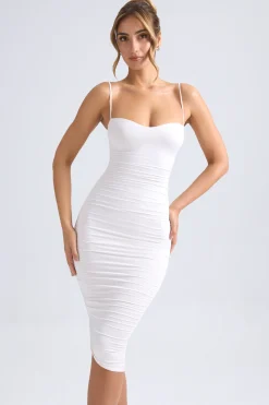 Oh Polly Party Dresses | Bride To Be^Asymmetric Ruched Midi Dress in Ivory