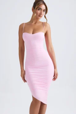 Oh Polly Wedding Guest | Party Dresses^Asymmetric Ruched Midi Dress in Light Pink LightPink