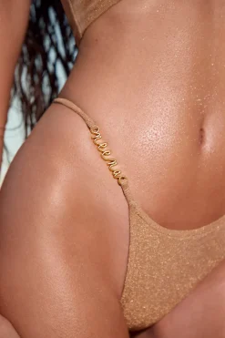 Oh Polly Women'S Clothing Sale - $65 And Under | Women'S Clothing Sale - $40 And Under^Asymmetric Thong Bikini Bottoms in Gold