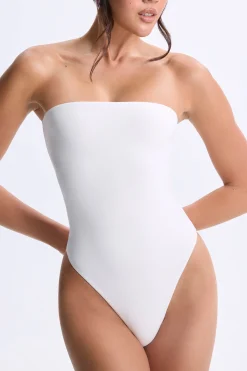 Oh Polly Elevated Essentials^Bandeau Bodysuit in White