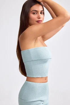 Oh Polly Knitwear | Matching Sets^Bandeau Chunky Knit Crop Top in Dusty Teal DustyTeal