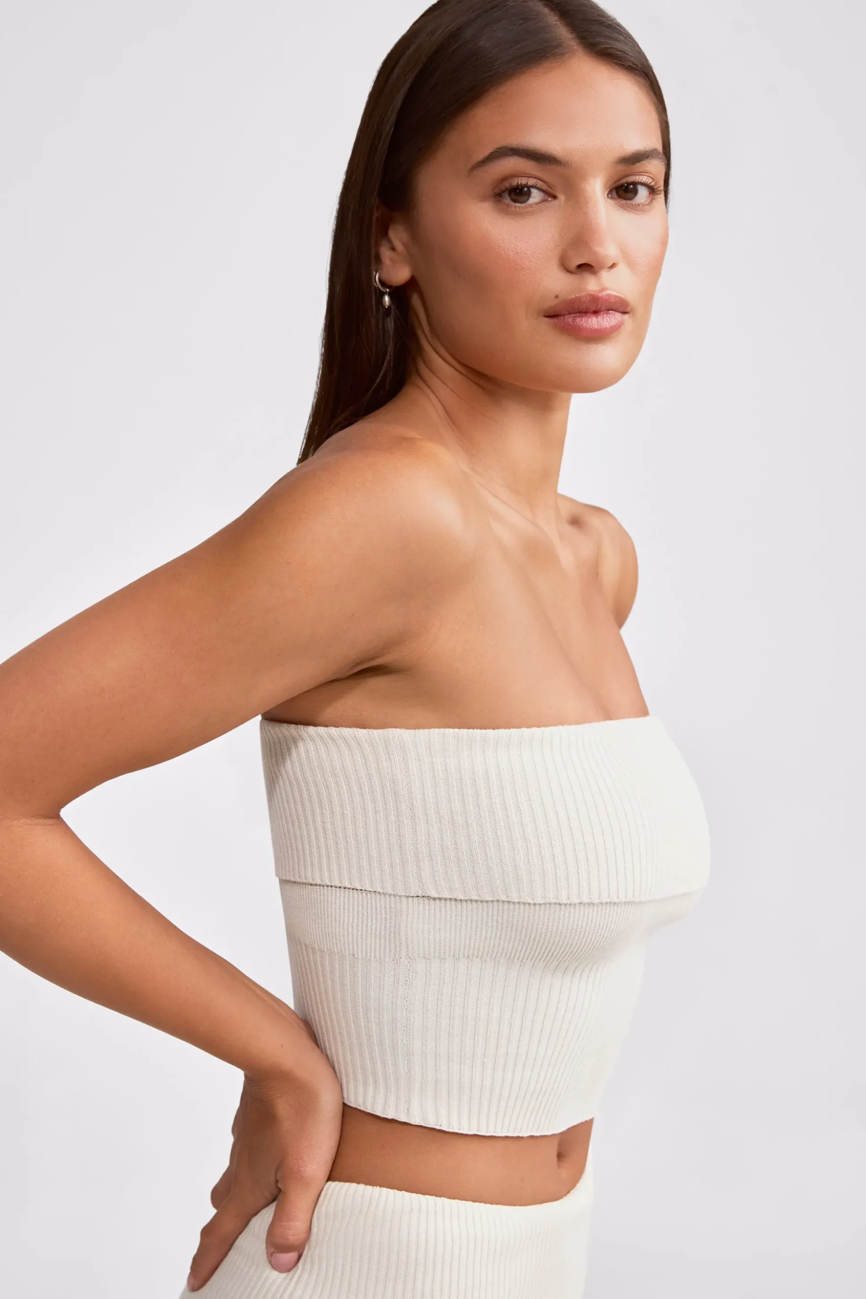 Oh Polly Knitwear | Matching Sets^Bandeau Chunky Knit Crop Top in Cream