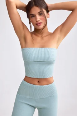 Oh Polly Knitwear | Matching Sets^Bandeau Chunky Knit Crop Top in Dusty Teal DustyTeal