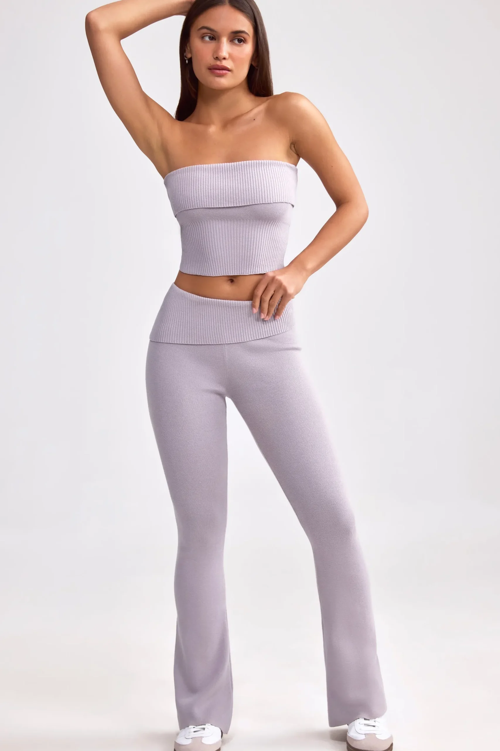 Oh Polly Knitwear | Matching Sets^Bandeau Chunky Knit Crop Top in Dusty Lavender DustyLavender