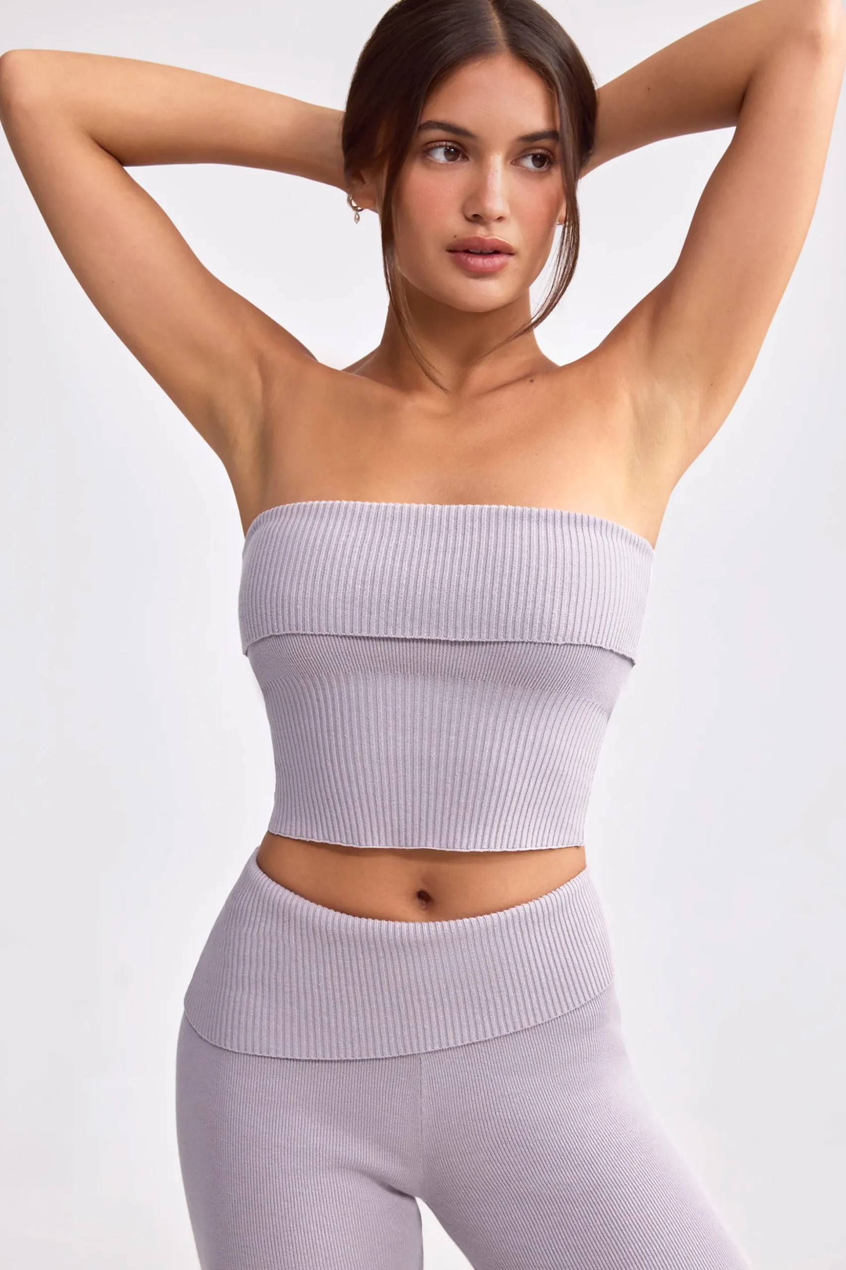 Oh Polly Knitwear | Matching Sets^Bandeau Chunky Knit Crop Top in Dusty Lavender DustyLavender