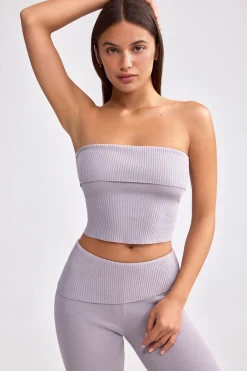 Oh Polly Knitwear | Matching Sets^Bandeau Chunky Knit Crop Top in Dusty Lavender DustyLavender