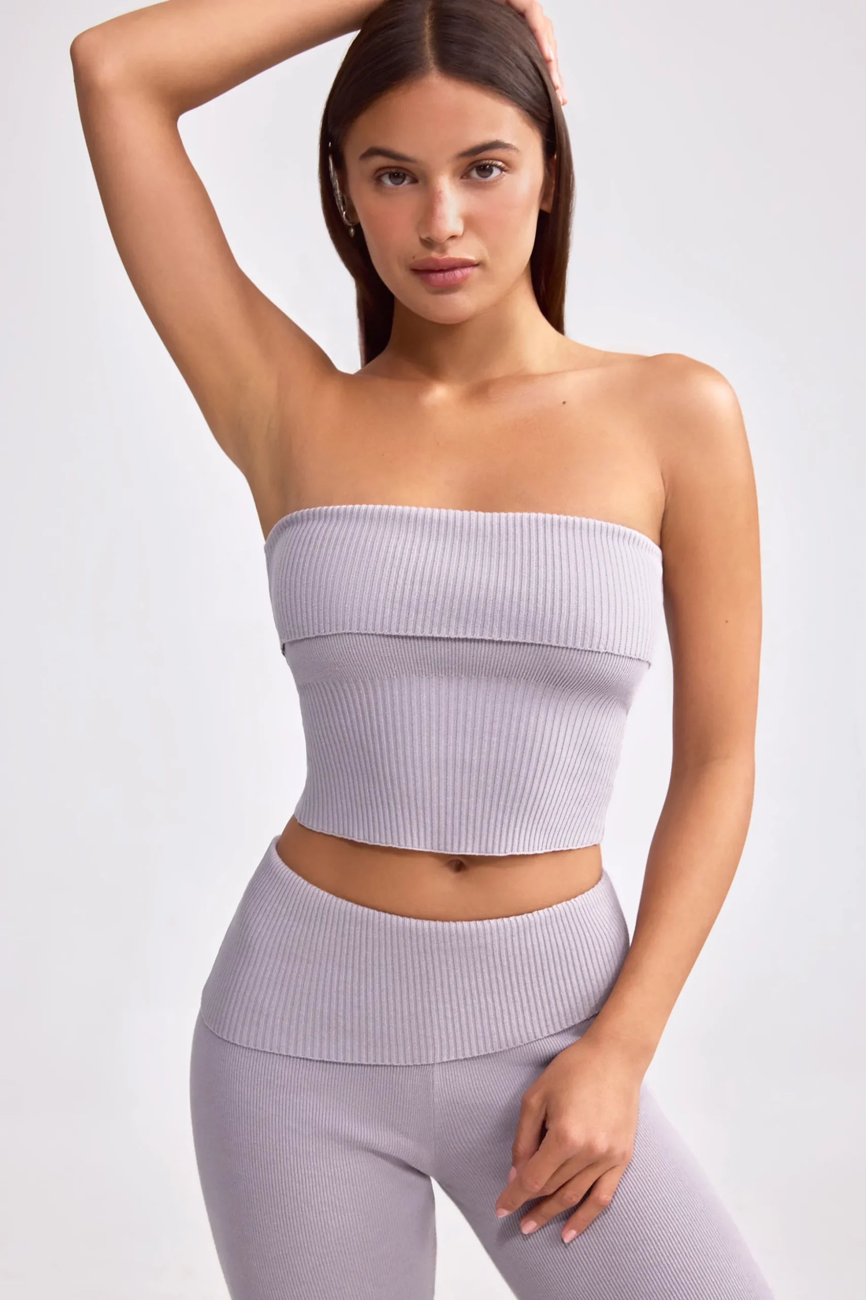 Oh Polly Knitwear | Matching Sets^Bandeau Chunky Knit Crop Top in Dusty Lavender DustyLavender