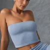 Oh Polly Matching Sets | Tops^Bandeau Crop Top in Washed Blue WashedBlue