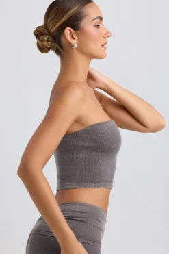 Oh Polly Matching Sets | Tops^Bandeau Crop Top in Washed Charcoal WashedCharcoal