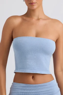 Oh Polly Matching Sets | Tops^Bandeau Crop Top in Washed Blue WashedBlue