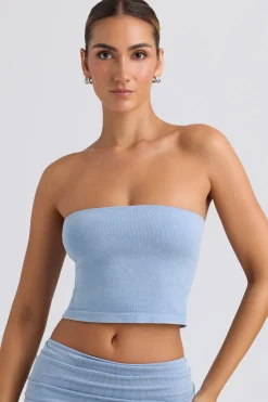 Oh Polly Matching Sets | Tops^Bandeau Crop Top in Washed Blue WashedBlue