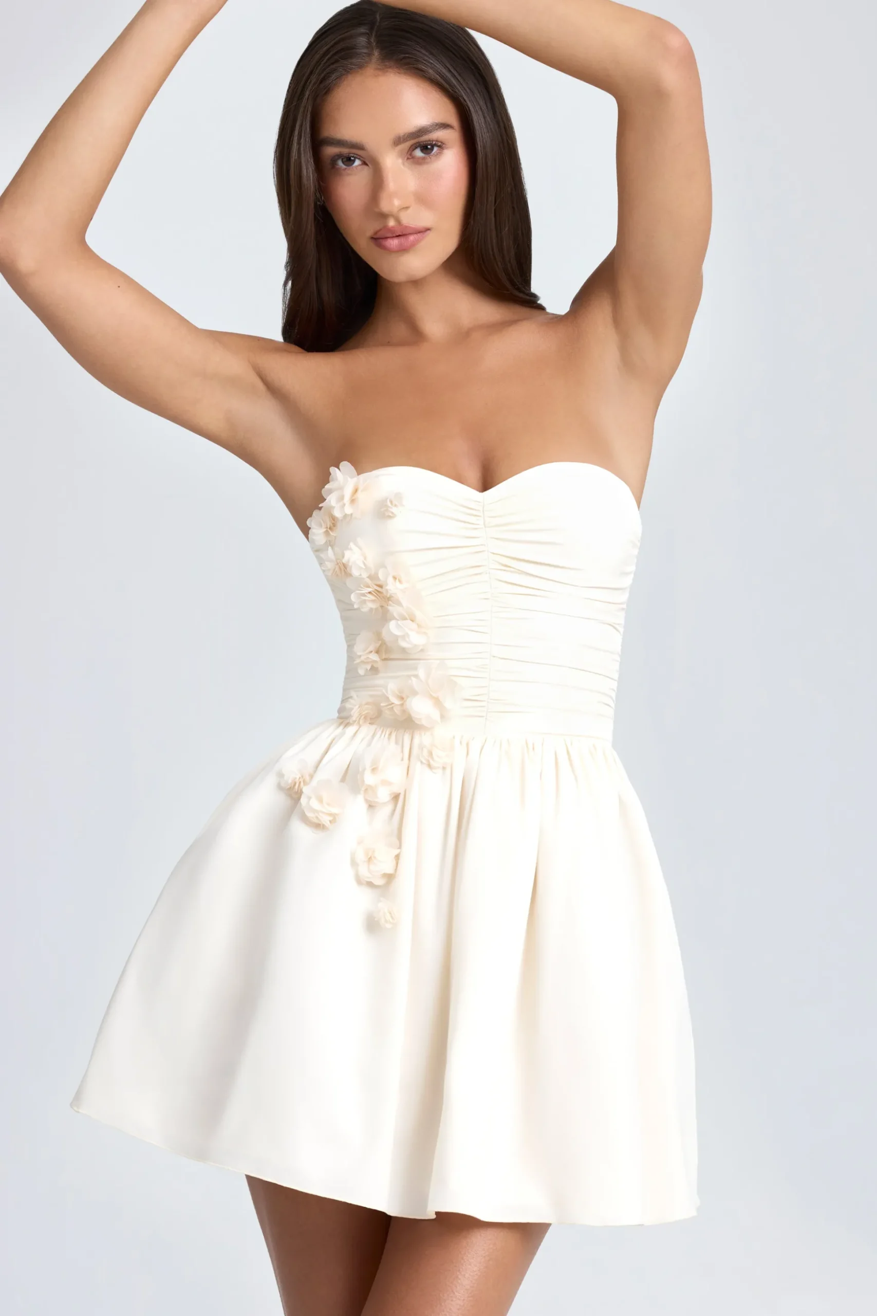 Oh Polly Party Dresses | Bride To Be^Bandeau Floral-Appliqué Corset Mini Dress in Ivory