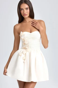 Oh Polly Party Dresses | Bride To Be^Bandeau Floral-Appliqué Corset Mini Dress in Ivory
