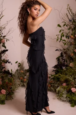 Oh Polly Wedding Guest | Party Dresses^Bandeau Ruffle Detail Maxi Dress in Black
