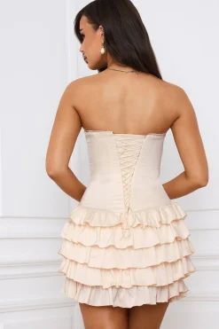Oh Polly Skirts & Skorts | Party Dresses^Bandeau Ruffled Tiered Corset Mini Dress in Ivory