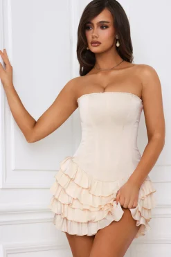Oh Polly Skirts & Skorts | Party Dresses^Bandeau Ruffled Tiered Corset Mini Dress in Ivory