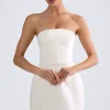 Oh Polly Party Dresses | Bride To Be^Bandeau Structured Tulip Mini Dress in Ivory