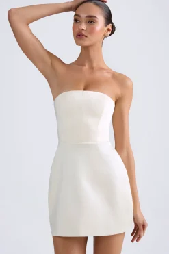 Oh Polly Party Dresses | Bride To Be^Bandeau Structured Tulip Mini Dress in Ivory