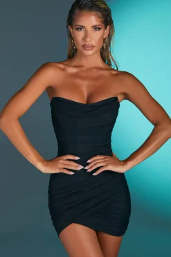 Oh Polly Mesh Dresses^Bandeau Wrap Mini Dress in Black