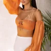 Oh Polly Women'S Clothing Sale - $65 And Under | Women'S Clothing Sale - $40 And Under^Bardot Cut Out Crop Top in Caramel