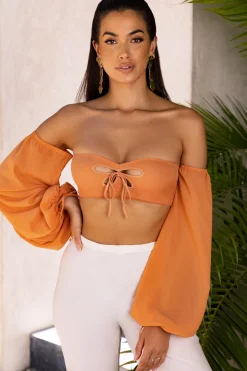 Oh Polly Women'S Clothing Sale - $65 And Under | Women'S Clothing Sale - $40 And Under^Bardot Cut Out Crop Top in Caramel